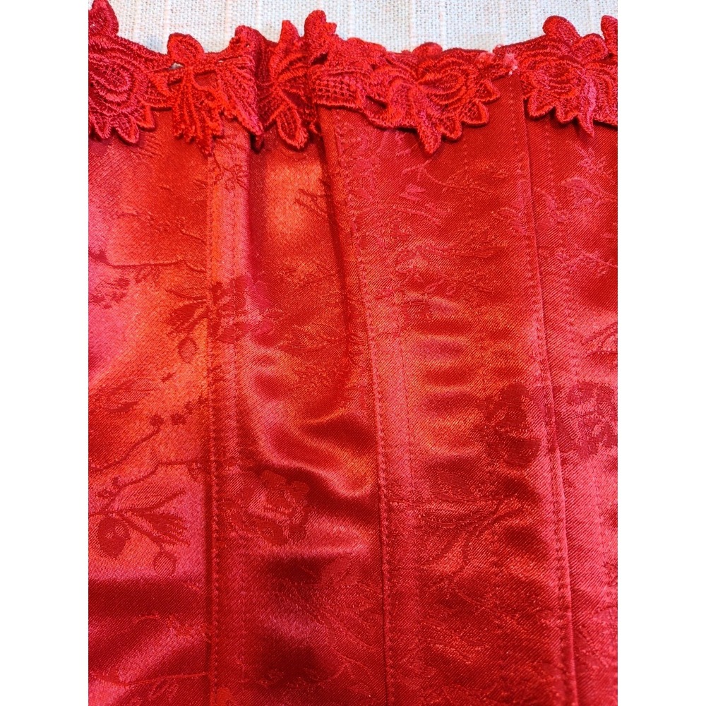 Deadstock Vintage Corset Bustier Coquette Balletcore Sz 34 RED Victorian 4 Strap - Picture 9 of 12